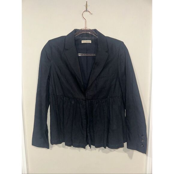 Ulla Johnson Lightweight Black Peplum Blazer Size 2 Tencel Linen Cotton